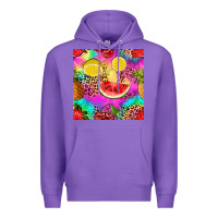 Purple fruits leopard tie dye seamless pattern Premium Hoodie - Zillion Design Studio