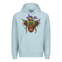 Blue Mist mardi gras mask highland cow Premium Hoodie - RanaPortraitStore