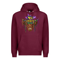 Burgundy mardi gras mask highland cow Premium Hoodie - RanaPortraitStore