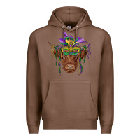 Chestnut mardi gras mask highland cow Premium Hoodie - RanaPortraitStore