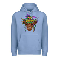 Colony Blue mardi gras mask highland cow Premium Hoodie - RanaPortraitStore