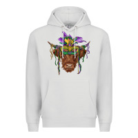 Dove Grey mardi gras mask highland cow Premium Hoodie - RanaPortraitStore
