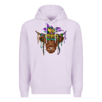 Lilac mardi gras mask highland cow Premium Hoodie - RanaPortraitStore
