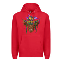 Red mardi gras mask highland cow Premium Hoodie - RanaPortraitStore