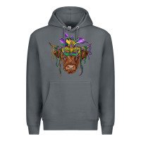 Rock mardi gras mask highland cow Premium Hoodie - RanaPortraitStore