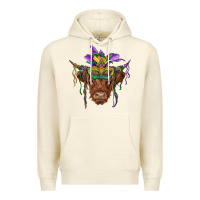 Sandshell mardi gras mask highland cow Premium Hoodie - RanaPortraitStore