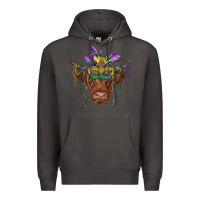 Smoke mardi gras mask highland cow Premium Hoodie - RanaPortraitStore