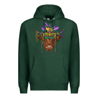 Sports Green mardi gras mask highland cow Premium Hoodie - RanaPortraitStore