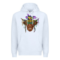 White mardi gras mask highland cow Premium Hoodie - RanaPortraitStore
