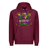 Burgundy mardi gras mask and beads Premium Hoodie - RanaPortraitStore