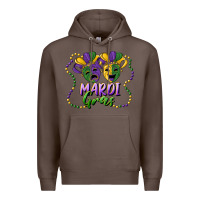Coffee mardi gras mask and beads Premium Hoodie - RanaPortraitStore