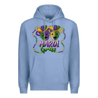 Colony Blue mardi gras mask and beads Premium Hoodie - RanaPortraitStore