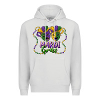 Dove Grey mardi gras mask and beads Premium Hoodie - RanaPortraitStore
