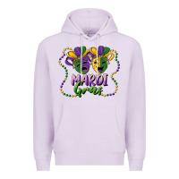 Lilac mardi gras mask and beads Premium Hoodie - RanaPortraitStore