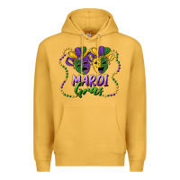 Mustard mardi gras mask and beads Premium Hoodie - RanaPortraitStore