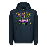Navy mardi gras mask and beads Premium Hoodie - RanaPortraitStore