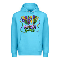 Ocean Blue mardi gras mask and beads Premium Hoodie - RanaPortraitStore