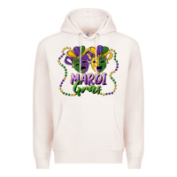 Pale Pink mardi gras mask and beads Premium Hoodie - RanaPortraitStore