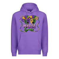 Purple mardi gras mask and beads Premium Hoodie - RanaPortraitStore
