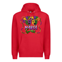 Red mardi gras mask and beads Premium Hoodie - RanaPortraitStore