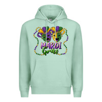 Seafoam mardi gras mask and beads Premium Hoodie - RanaPortraitStore