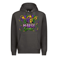 Smoke mardi gras mask and beads Premium Hoodie - RanaPortraitStore