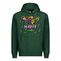 Sports Green mardi gras mask and beads Premium Hoodie - RanaPortraitStore