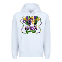 White mardi gras mask and beads Premium Hoodie - RanaPortraitStore