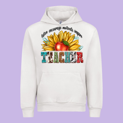 Urban Hoodie teacher with sunflower