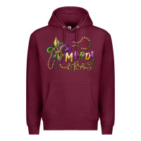 Burgundy mardi gras fleur de lis and beads Premium Hoodie - RanaPortraitStore