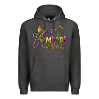Charcoal Heather mardi gras fleur de lis and beads Premium Hoodie - RanaPortraitStore
