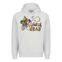 Dove Grey mardi gras fleur de lis and beads Premium Hoodie - RanaPortraitStore