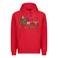 Red mardi gras fleur de lis and beads Premium Hoodie - RanaPortraitStore