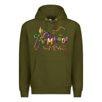 Army Green mardi gras fleur de lis and beads Premium Hoodie - RanaPortraitStore