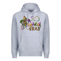 Heather Grey mardi gras fleur de lis and beads Premium Hoodie - RanaPortraitStore