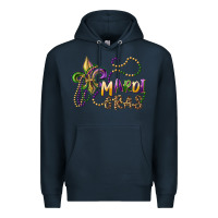 Navy mardi gras fleur de lis and beads Premium Hoodie - RanaPortraitStore