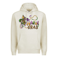 Oatmeal Heather mardi gras fleur de lis and beads Premium Hoodie - RanaPortraitStore