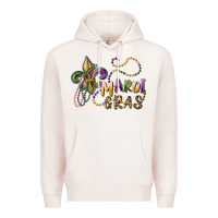 Pale Pink mardi gras fleur de lis and beads Premium Hoodie - RanaPortraitStore