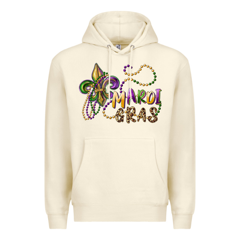 Mardi Gras Fleur De Lis And Beads Premium Hoodie by RanaPortraitStore | Teevron