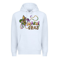 White mardi gras fleur de lis and beads Premium Hoodie - RanaPortraitStore