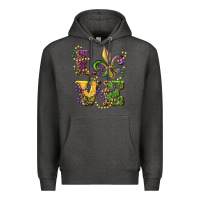 Charcoal Heather love fleur de lis Premium Hoodie - RanaPortraitStore