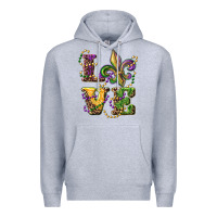 Heather Grey love fleur de lis Premium Hoodie - RanaPortraitStore