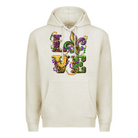 Oatmeal Heather love fleur de lis Premium Hoodie - RanaPortraitStore