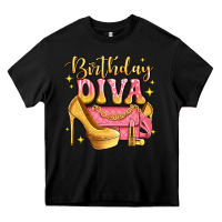 Black birthday diva pink and gold glitter Heavy Core Tee - LillyAllenDesigns