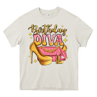 Cream birthday diva pink and gold glitter Heavy Core Tee - LillyAllenDesigns