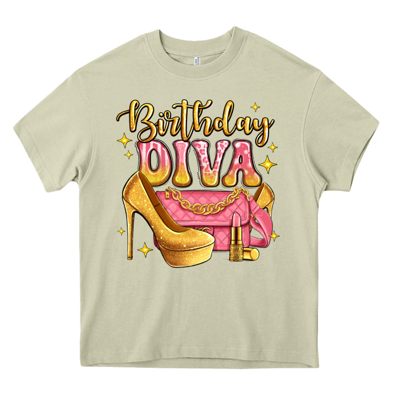 Birthday Diva Pink And Gold Glitter Heavy Core Tee by LillyAllenDesigns | Teevron