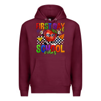 Burgundy first day of school vibes Premium Hoodie - texasbilliewilder