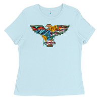 Baby Blue thunderbird with usa flag and sunflowers Ladies Tee - Artiststas
