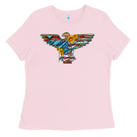 Bubblegum Pink thunderbird with usa flag and sunflowers Ladies Tee - Artiststas