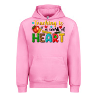 Fuchsia Pink teaching is a work of heart tbw Urban Hoodie - texasbilliewilder